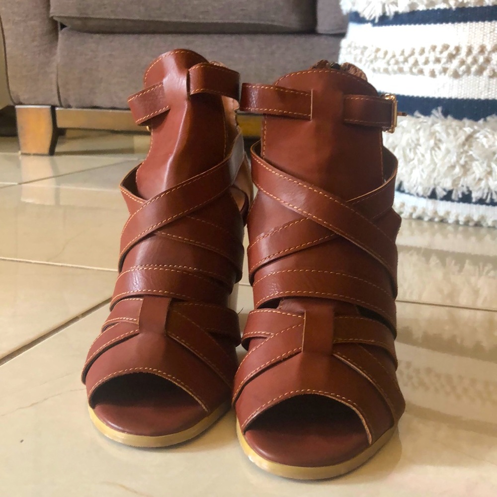 Brown high heels